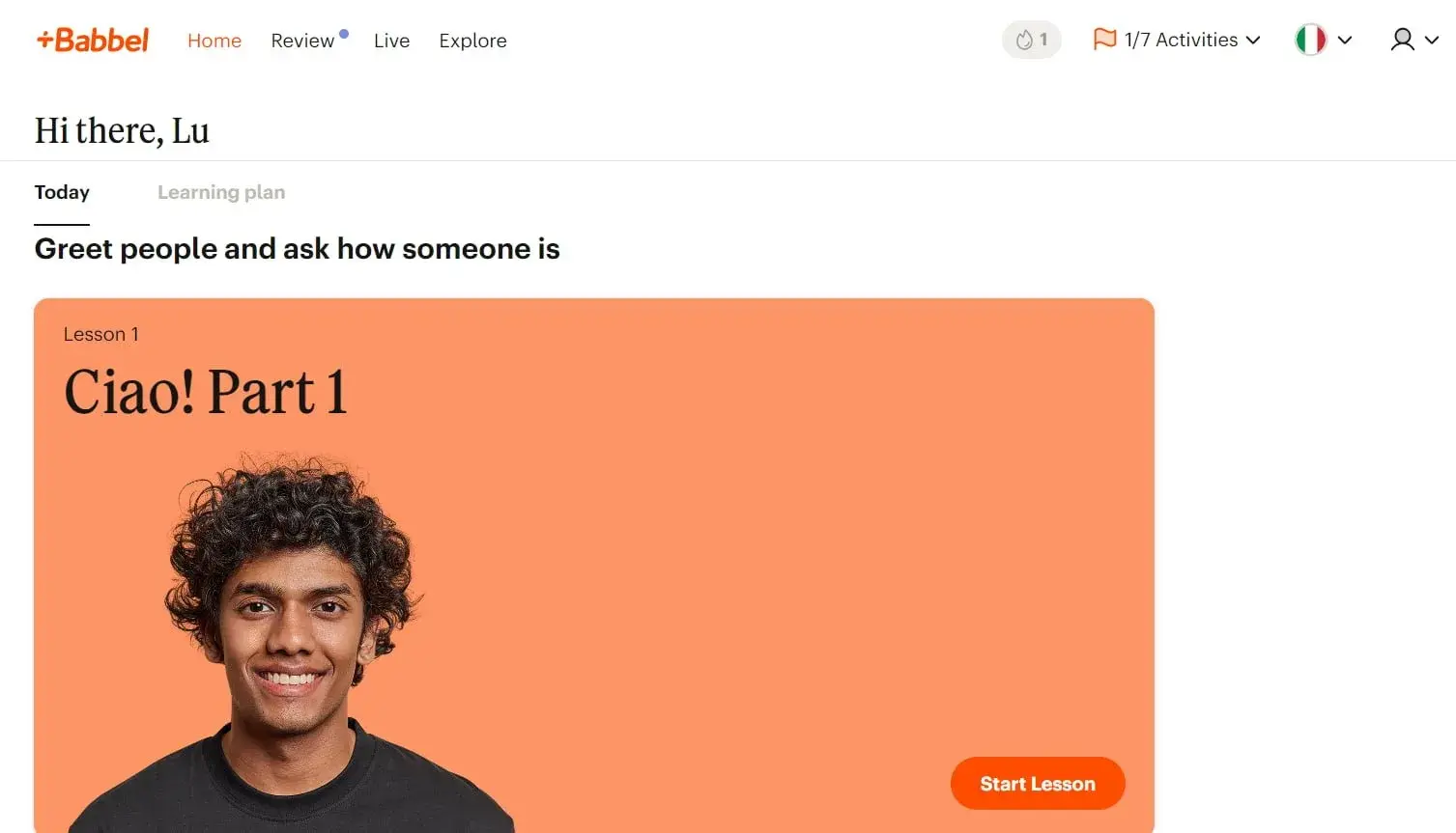 babbel italian review mainpage