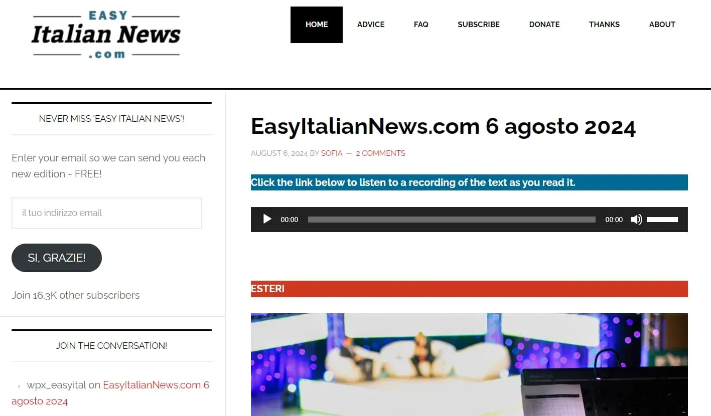 easy italian news revue principal page