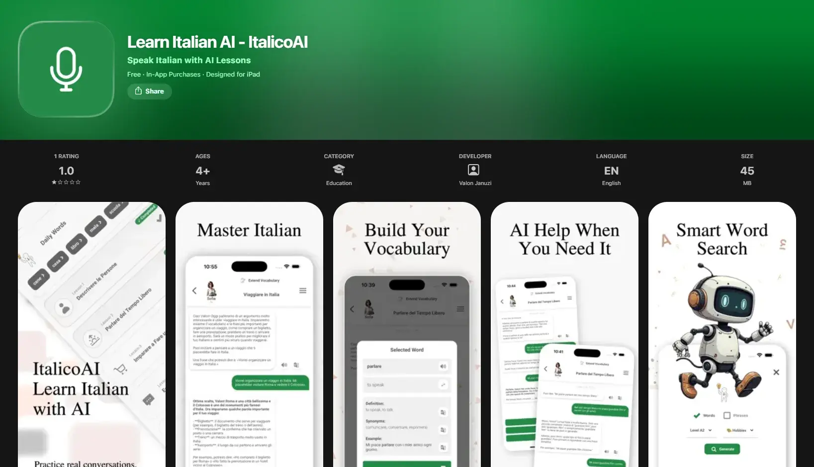 Homepage der ItalicoAI-Bewertungswebsite