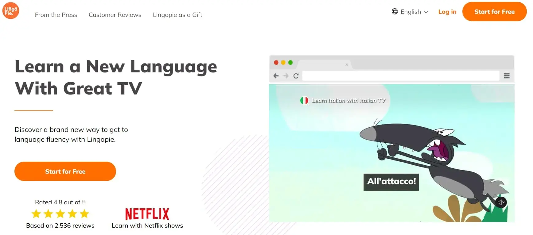 page principale de la revue Lingopie pour l'italien