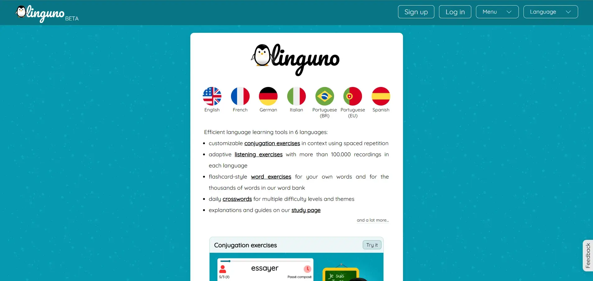Home page del sito web di recensioni di linguno