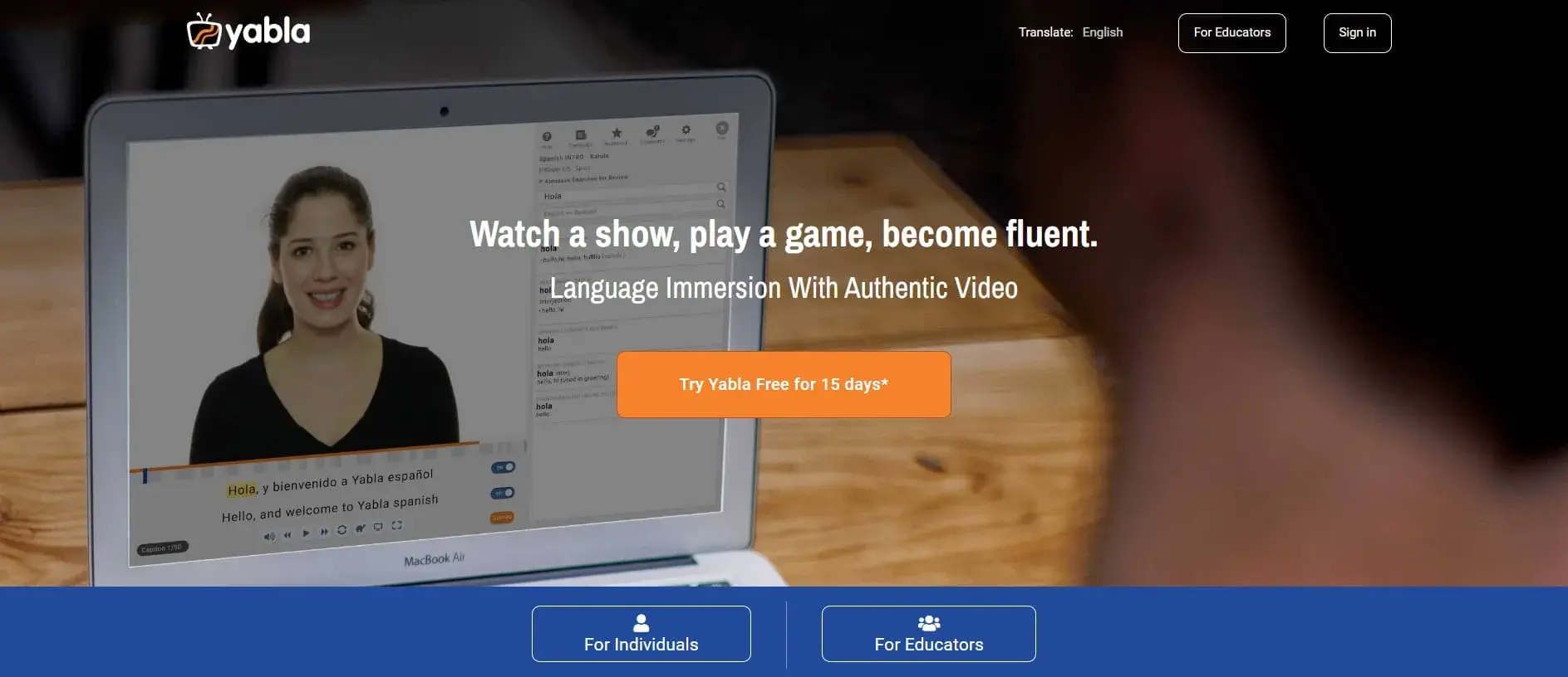 Yabla Rezension italienische Homepage