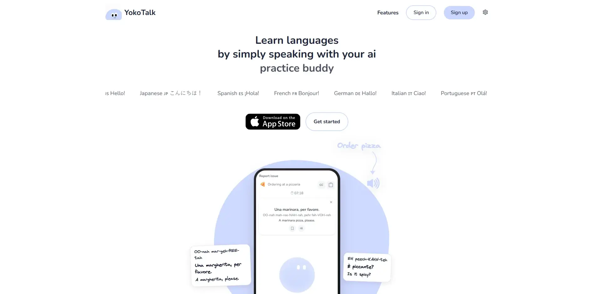 página inicial do site de revisão do yokotalk