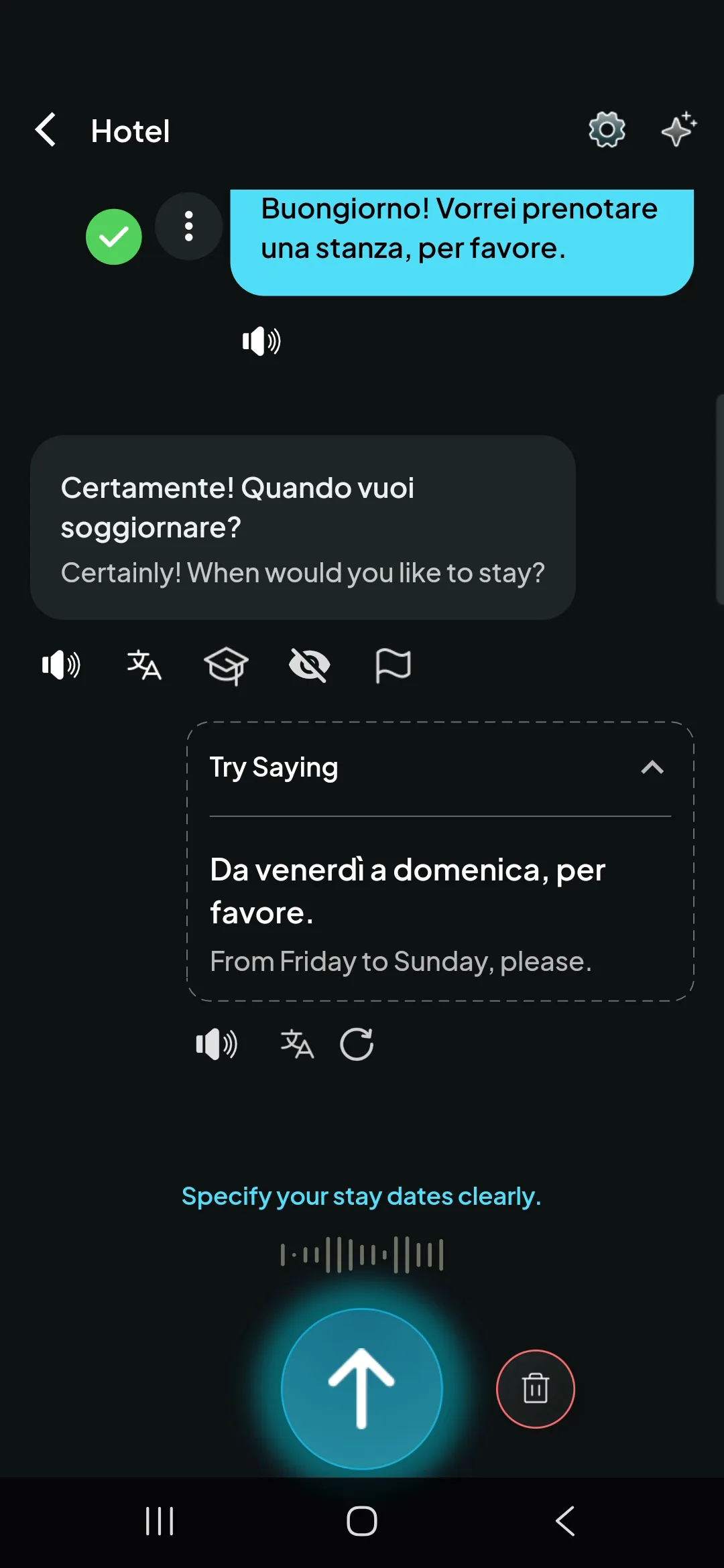 Jumpspeak Italian review hotel role-play conversation